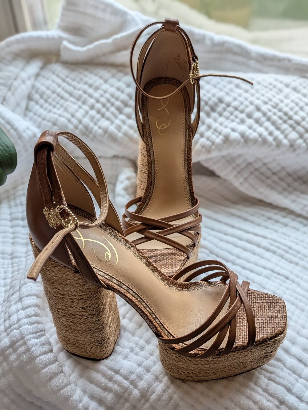Sam Edelman Brown Strappy Espadrille Platform Sandals